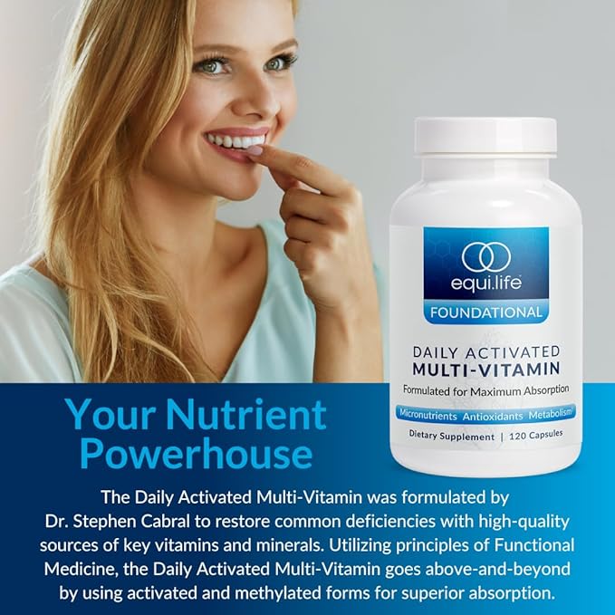 Equilife Daily Activated Multivitamin 21 Essential Nutrients with B Complex Antioxidant Formula for Overall Wellness Gluten-Free Non-GMO 120 Capsules