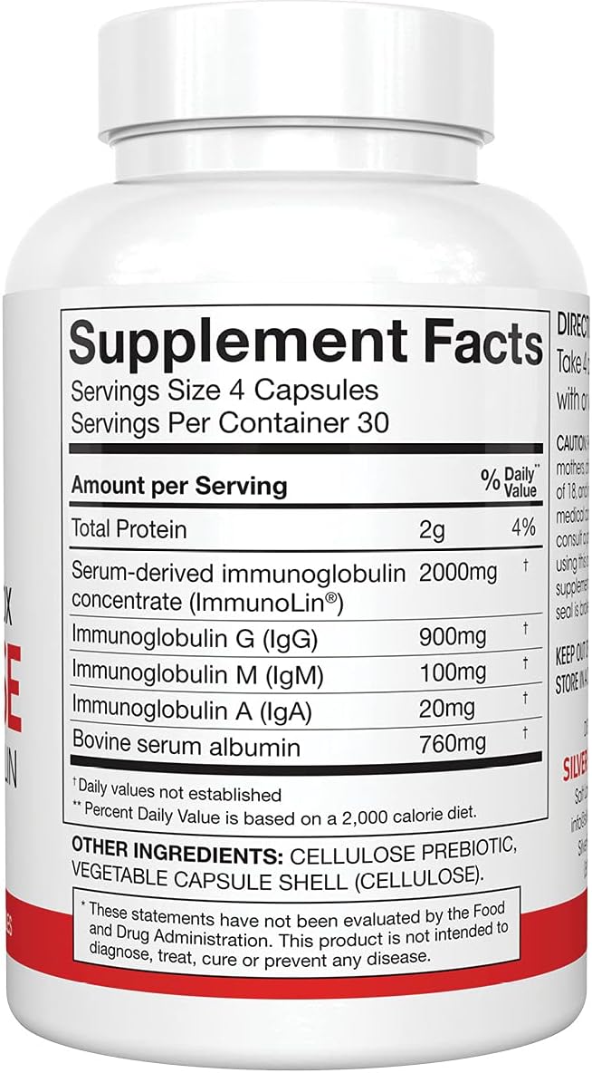 Silver Fern Cleanse - Daily Gut - 1 Bottle - 120 Capsules - 30 Day Supply - Immunoglobulin G A &amp M -(IgG IGA IgM) - Postbiotic
