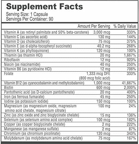 BariatricPal Duodenal Switch Complete 30-Day Supply Vitamin Pack (Capsule with 45mg Iron Calcium Citrate Soft Chews with Probiotics - French Caramel Vanilla)