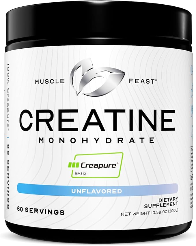 Muscle Feast Creatine + Isolate Bundle: 1 Creatine Powder (Unflavored 300g) + 1 Whey Protein Isolate (Vanilla 5lb) | Premium Supplements Vegetarian Gluten Free
