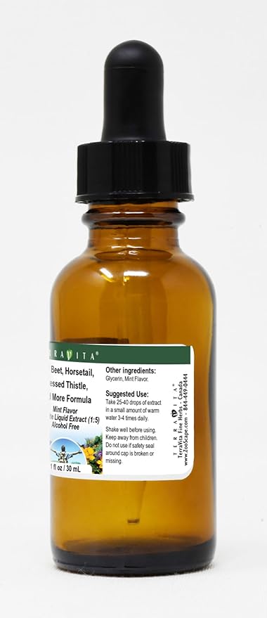 Terravita Red Beet Horsetail Blessed Thistle and More Formula Glycerite Liquid Extract (1:5) - Mint Flavored (1 oz ZIN: 523805)