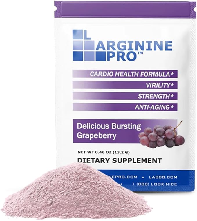L-ARGININE PRO 2-Pack 1 Grape Jar and 30 Single Serve Packs That are Great Tasting! | Blood Flow | Pre-Workout Drink | with Vitamins C B6 B12 K &amp More