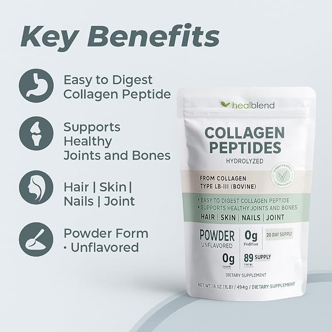 Bovine Collagen Powder Hydrolyzed Multi Collagen Peptides Powder Supplement: for Collagen Protein Coffee and Healthy Hair Skin Nails - 45 Servings (3)