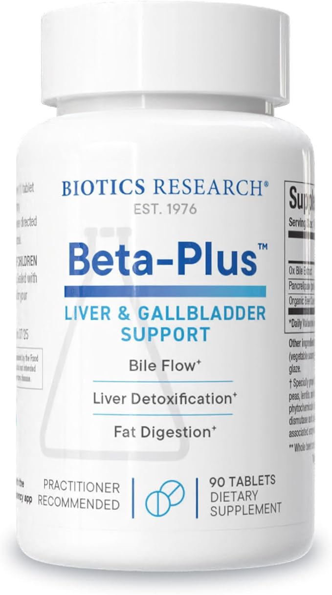 Biotics Research Beta-Plus™ Nutritional Ox Bile Salts Digestive Enzymes Supplement for Bile Production for No Gallbladder-Supports Overall Liver Function Aids Fat Digestion Supplies Betaine 90 Tabs