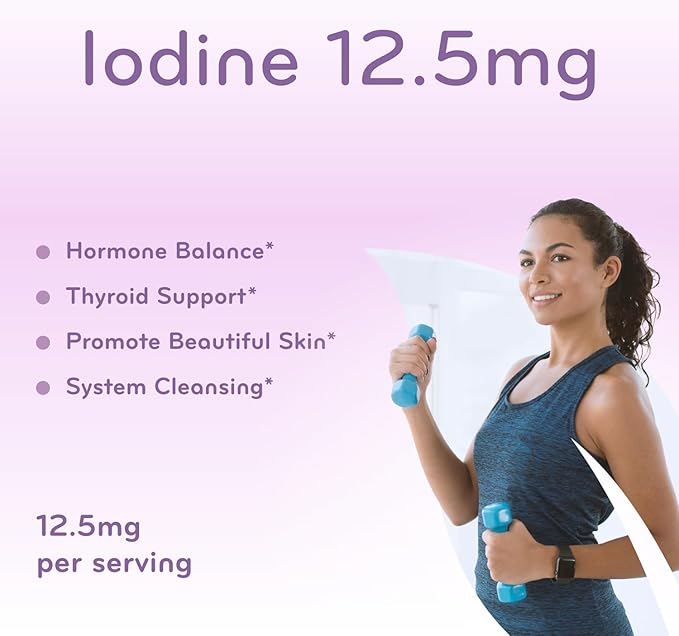 High Potency Potassium Iodine Supplement - Potassium Iodide USP and Free Iodine Capsules 12.5mg Precise Dosage Blend - Capsule Alternative to Lugol's Supplement for Thyroid Energy &amp Immunity (3 Mo