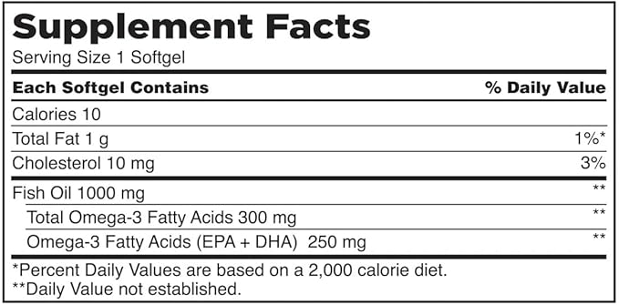Signature Fish Oil 1000 mg. 1000 mg of Fish Oil | 250 mg of EPA + DHA Omega-3 per Serving - 400 Softgels