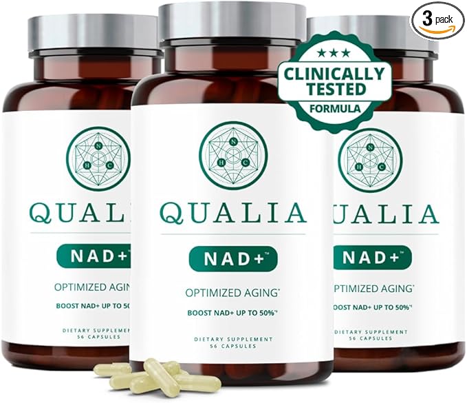 Qualia NAD Supplement — Clinically Proven to Boost NAD+ up to 67%. Optimized Aging Energy Focus. Elite NAD+ Booster Ingredients: Nicotinamide Riboside (NIAGEN) Niacin Niacinamide (3 Month Supply)
