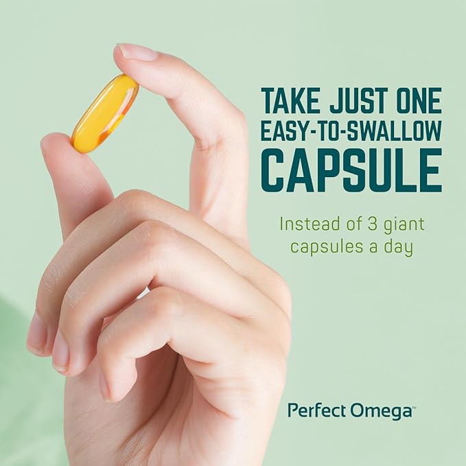 Therabotanics Perfect Omega Fish Oil Supplement EPA &amp DHA – High Absorption Concentrated Omega 3 for Heart Brain Eye &amp Metabolic Health - Alaskan Fish Oil Softgels - 30 Count (Pack of 1)