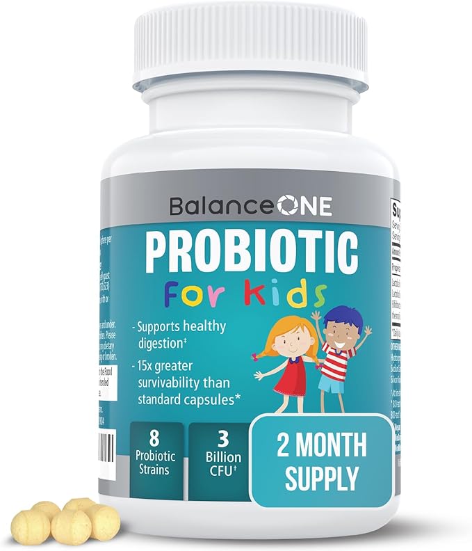 Balance ONE Probiotic Family Pack - 2 Month Supply for Adults &amp Kids - Time Release Probiotic Tablets - 15x More Effective - Non-GMO