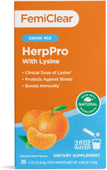 FemiClear HerpPro Drink Mix with L-Lysine 3000mg Zinc Vitamins A &amp C Ashwagandha Immunity &amp Stress Supplement for Women &amp Men 20 Stick Packets