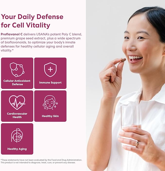 USANA Proflavanol C200 - Advanced Antioxidant with Bioflavanoids and Vitamin C for Heart Health - 56 Tablets - 28 Day Supply