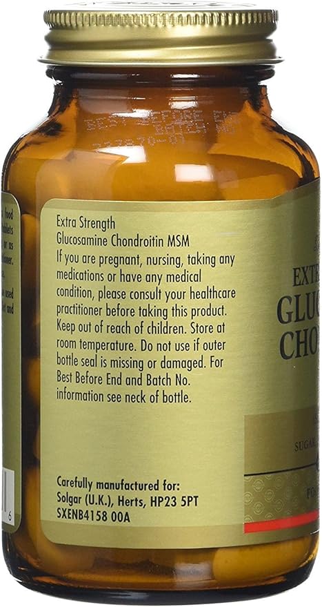 Solgar Triple Strength Glucosamine Chondroitin MSM 60 Tablets - Promotes Healthy Joints Supports Comfortable Movement - Shellfish Free - Gluten Free Dairy Free - 30 Servings