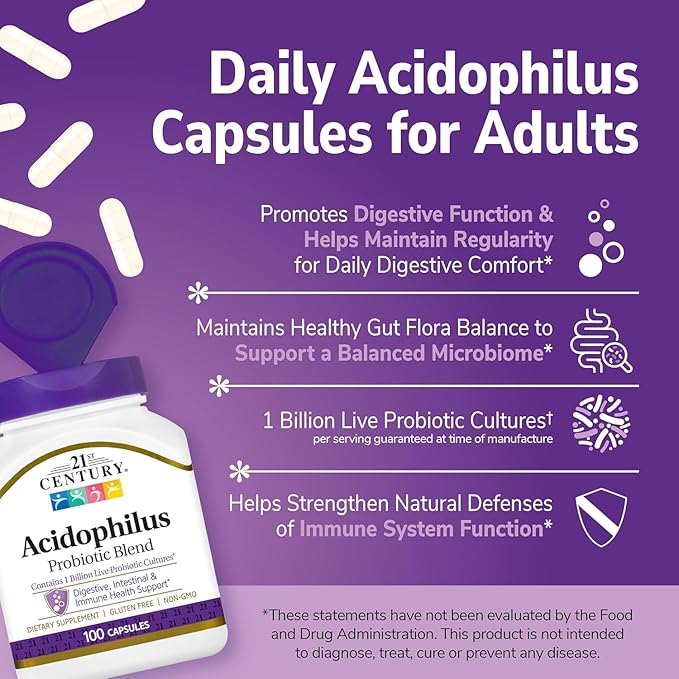21st Century Acidophilus Capsules - 100 ct Pack of 3