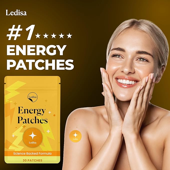 Energy Patches for Women &amp Men | 100% Natural Patch with Thiamine &amp Biotin | Energy Focus Body | 30 Day Supply