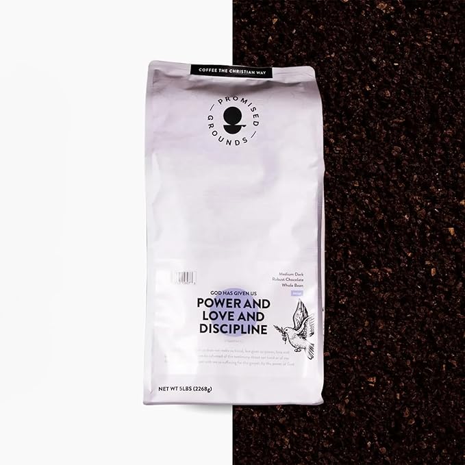 2 Timothy 1:7 Ground Decaf Coffee Medium Dark Roast (5lb Bulk Bag) – Bold Smooth Flavor Naturally Decaffeinated – Ethically &amp Organically Grown Resealable for Freshness Faith-Inspired Suppor