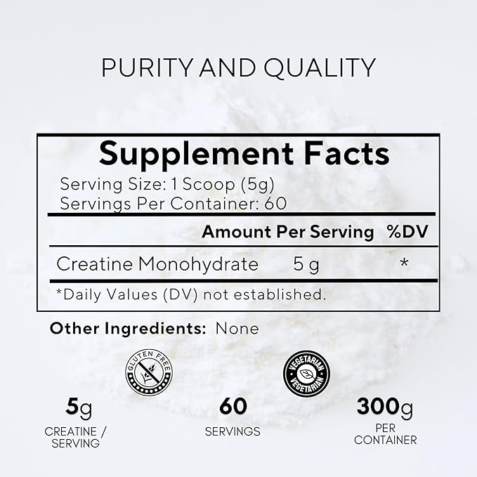 Bricker Labs Creatine Monohydrate Powder – 5g Pure Ultra-Fine Creatine per Serving – Muscle Growth Strength Endurance &amp Focus – Unflavored – 60 Servings – Workout &amp Cognitive Support for Men
