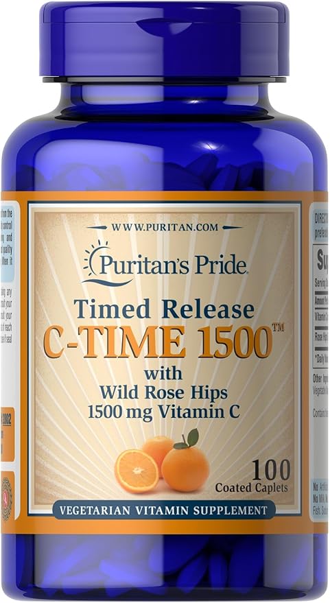 Puritan's Pride Vitamin C 1500 mg with Rose HIPS Caplets 100 Count