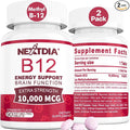 B12 Vitamins 10000 mcg Methylated Vitamin B12 Sublingual - Energy Boost Focus Metabolism &amp Brain Health Support Immune System Support Fast Dissolve Natural Strawberry Flavor 180 Servings