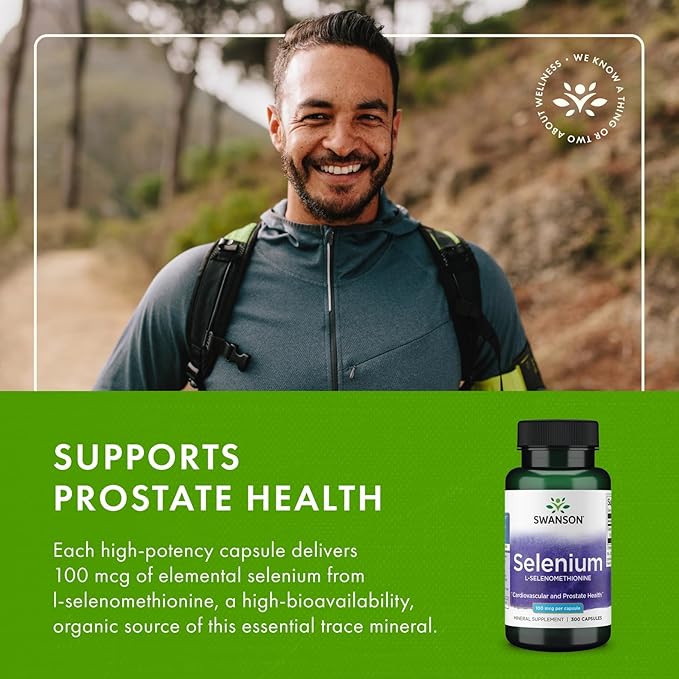 Swanson Selenium (L-Selenomethionine) - Herbal Supplement Promoting Heart Health &amp Prostate Health - May Support Immune System &amp Thyroid Health - (300 Capsules 100mcg Each) (2 Pack)