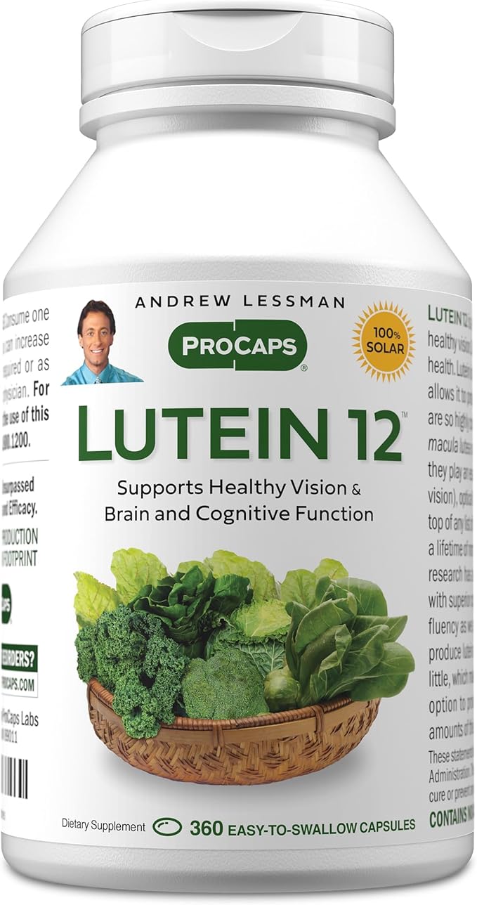 ANDREW LESSMAN Lutein 12 mg - 360 Softgels - Ultra-High Levels of Lutein. Powerful Anti-Oxidant Carotenoid. Supports Eye Health and Promotes Healthy Vision and Skin.