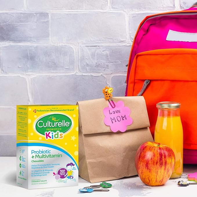 Culturelle Kids Probiotic + Complete Multivitamin Chewable for KidsAges 3+Digestive HealthOral Health&ampImmune Support-with 11 Vitamins&ampMineralsIncluding Vitamin CD3-&ampZinc30 Count (Pac