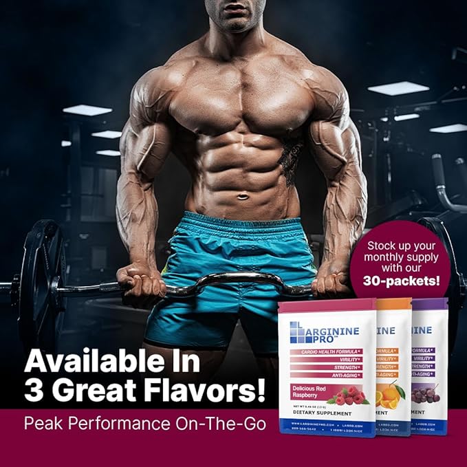 L-ARGININE PRO | 5500mg L-Arginine Plus L-Citrulline 1100mg Raspberry Powder Drink Mix Supplement for Increased Nitric Oxide Production
