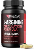 L-Arginine 1800mg and Pine Bark Extract 100mg - Nitric Oxide Supplement for Men - Performance Supplement for Men's Health - 90 Count - Endurance Recovery Support - Vegan Non-GMO Capsules