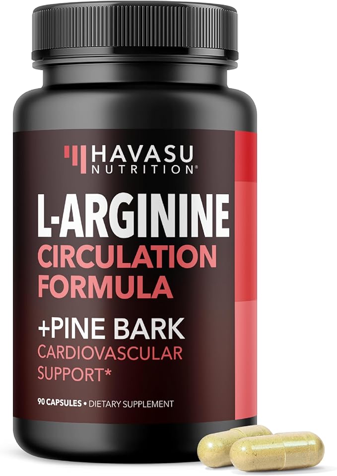 L-Arginine 1800mg and Pine Bark Extract 100mg - Nitric Oxide Supplement for Men - Performance Supplement for Men's Health - 90 Count - Endurance Recovery Support - Vegan Non-GMO Capsules