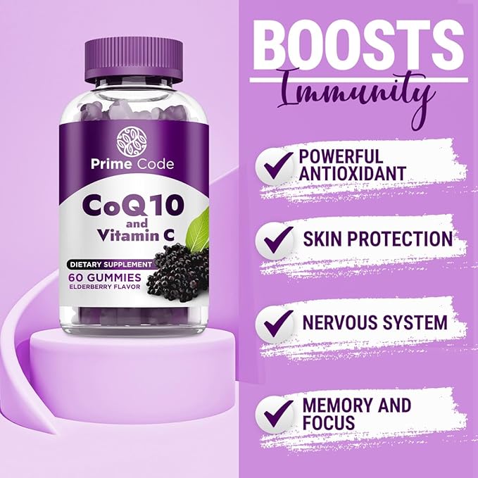 Prime Code CoQ10 250mg with Magnesium Glycinate and Vitamin E CoQ10 200mg &amp Vitamin C 250mg Gummies