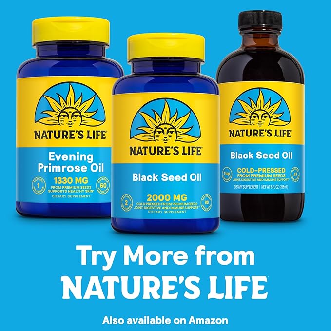 Nature's Life Black Seed Oil 2000mg - Nigella Sativa Oil Cold Pressed from Black Seeds - w/Thymoquinone Omega 6 9 - Joint Support Digestion Immune Support - 60-Day Guarantee 45 Serv 90 Softgels