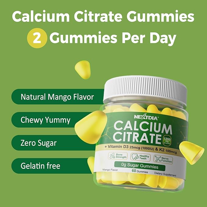 Clacium Gummies for Women 1200MG with Calcium Citrate D3 K2 +Fiber Gummies for Women