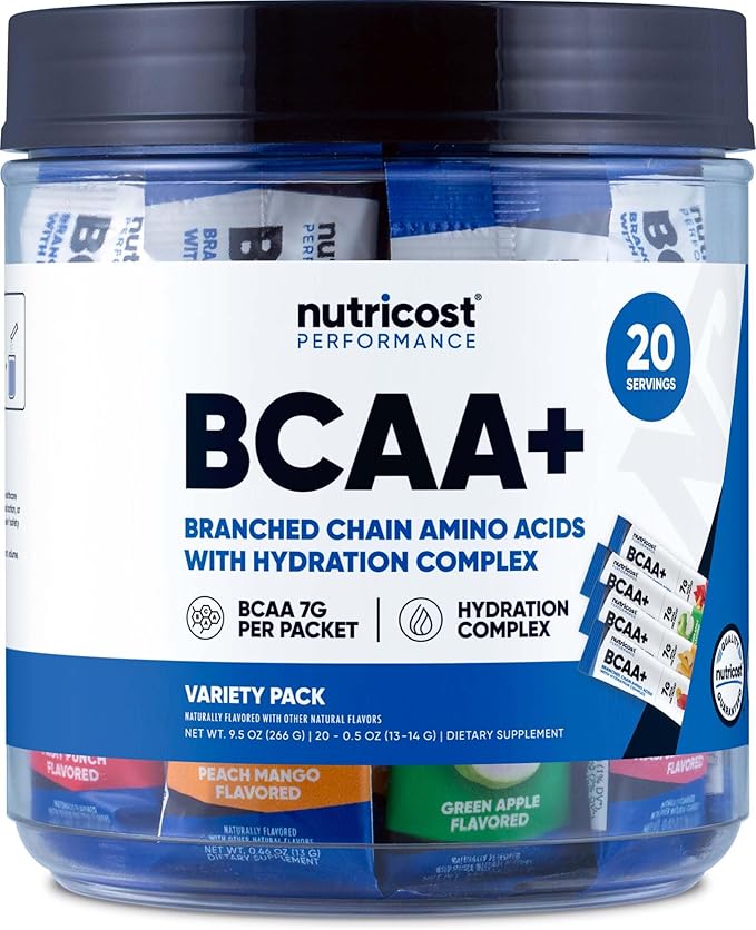 Nutricost BCAA+ Hydration Variety Pack (20 Stickpacks) - Branched Chain Amino Acids with Hydration Complex - Gluten-Free Non-GMO
