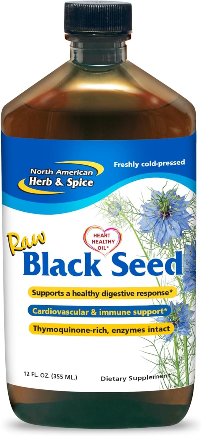 NORTH AMERICAN HERB &amp SPICE Black Seed Oil - 12 fl oz - Digestive &amp Immune Support - Contains Oreganol P73 Oregano Oil &amp Rosemary Oil - Non-GMO - 72 Servings