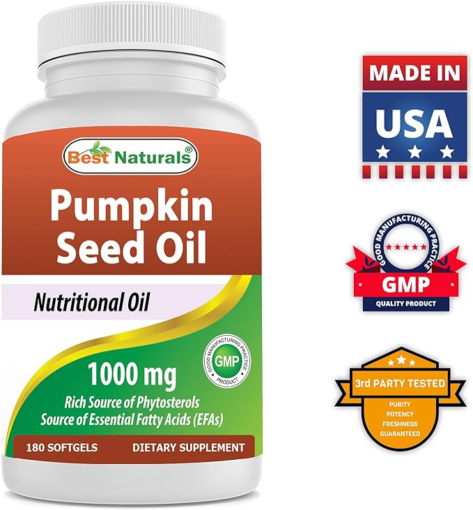 Best Naturals Pumpkin Seed Oil 1000 mg &amp Vitamin B1 as Thiamine Mononitrate 100 mg