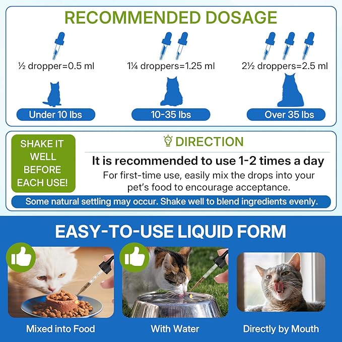 L-lysine Supplement for Cats + Cat Constipation Relief Supplement Liquid Cat Health Supplements for Immune Respiratory &amp Digestive Support Chicken Flavor 2 Fl Oz Each