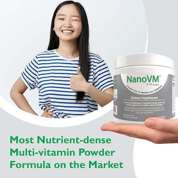 9-18 Years Allergen-Free Kids Multivitamin Unflavored Powdered Vitamins Multivitamin Powder with 13 Vitamins &amp 13 Minerals Low-Carbohydrate Vitamin Supplements 275g - Solace Nutrition