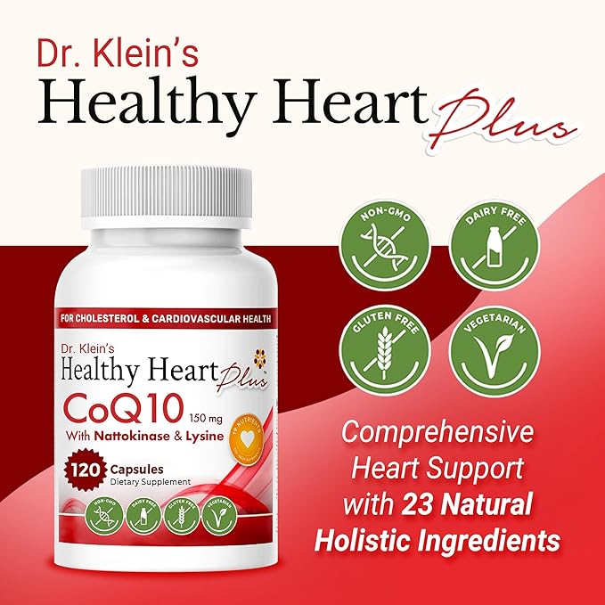 CoQ10 Cardiovascular Supplement 150mg – Coenzyme Q10 Nattokinase Pomegranate Garlic &amp Lysine for Blood Cholesterol Circulation Heart Plus CoQ10 Supplement for Men &amp Women 120 Capsules by