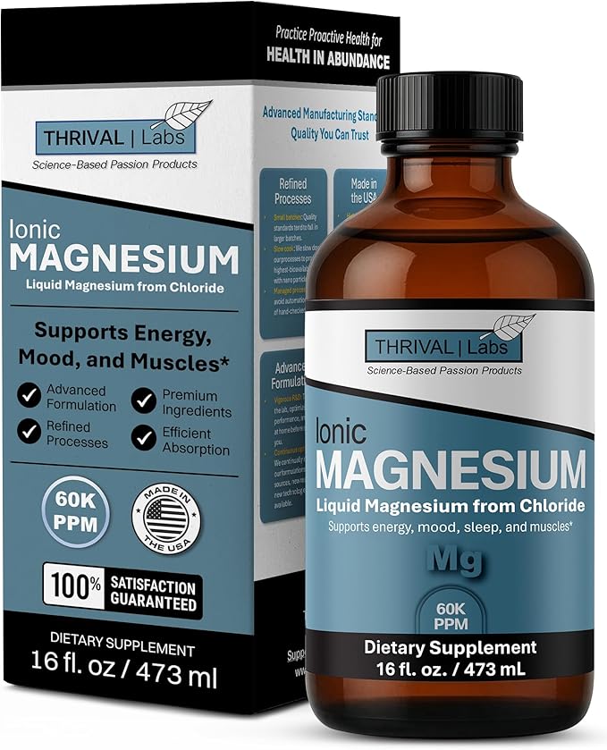 Liquid Ionic Magnesium – High-Absorption Magnesium Supplement to Support Restful Sleep Calm Mood Muscle Relaxation Steady Energy Metabolism &amp Digestive Comfort – 16 fl oz