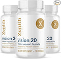 Zenith Labs Vision 20 Eye Vitamins - Lutein Zeaxanthin and Bilberry Extract - Supports Eye Strain and Eye Health - Carotenoid Blend 3 Pack