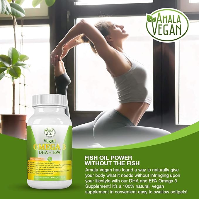 POTENT VEGAN OMEGA 3 Supplement: Better Than Fish Oil! Plant Based Water Extracted Algae Oil- DHA EPA DPA Fatty Acids- Non GMO- Improve Immune System Joint Heart Skin &amp Brain Health- 2 Month Su