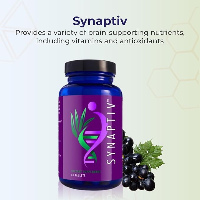 Youngevity Synaptiv™ Brain Support - 12in1 - Ginkgo Huperzine Bacopa Quercetin and More - with Potent Antioxidant Blend + Vitamins - 60 Tablets (Pack of 1)