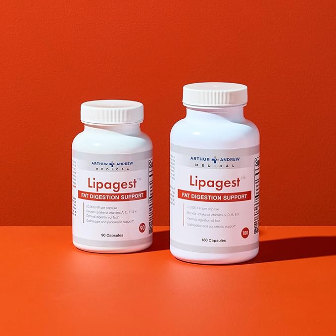 Lipagest - Concentrated Lipase Enzyme - 20000 FIP - Optimal Digestion of Fats - Nutrient Absorption - Gallblader &amp Keto Support - Dairy-Free &amp Vegan
