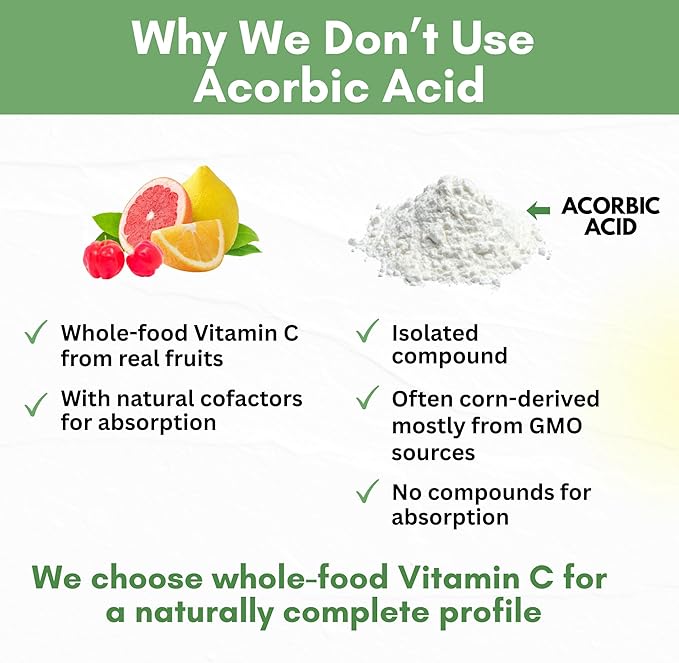 Natural Vitamin C from Acerola Cherry &amp Camu Camu Powder - High Absorption with Citrus Bioflavonoids - Immune System &amp Collagen Booster - Anti Aging Skin Vitamins Made in USA 90 servings