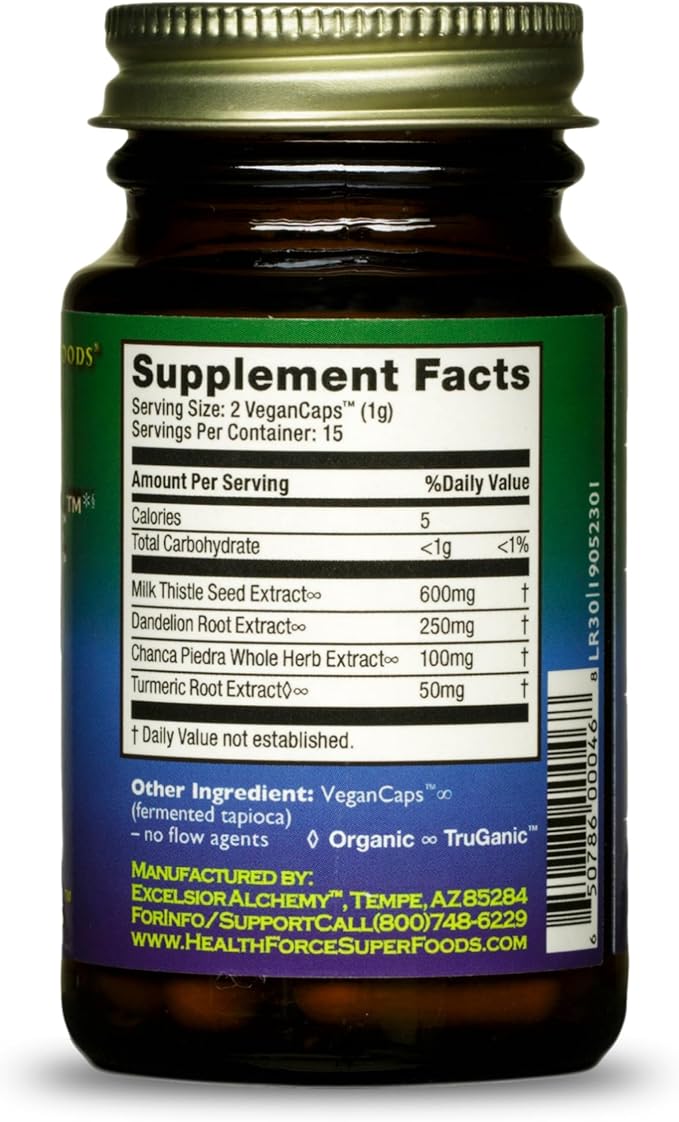 HEALTHFORCE SUPERFOODS Liver Rescue - Natural Liver Cleanse - with Milk Thistle &amp Dandelion Root - Gluten-Free &amp Vegan - 30 Capsules