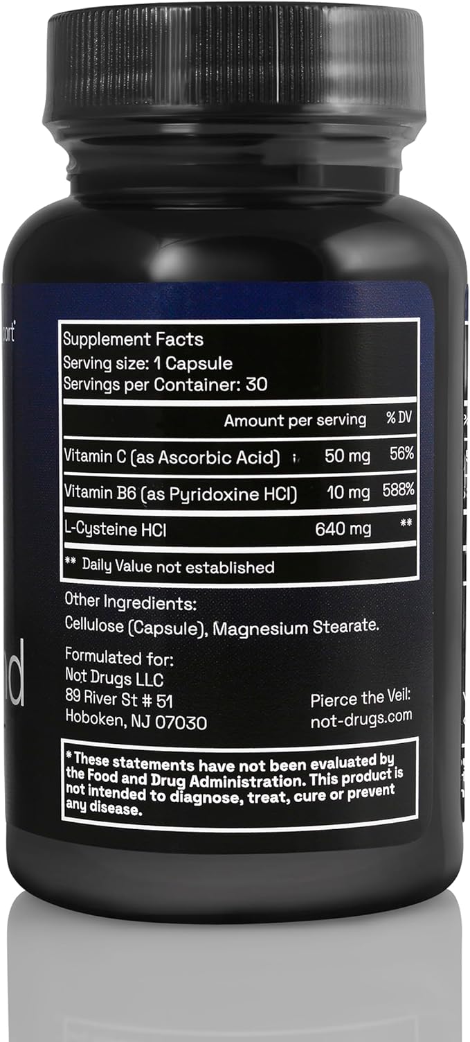 Proactive Hangover Support that Actually Works | Effective Affordable &amp Backed by Science | 30 Capsules | 30 Doses | L-Cysteine Vitamin B6 Vitamin C