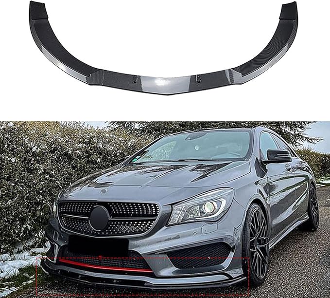 Compatible with Mercedes-Benz CLA-Class C117 CLA200 260 CLA45 AMG 2013-2015 Front Bumper Spoiler Lip Car Lower Body Kit SplitterCarbon Fiber Look normal
