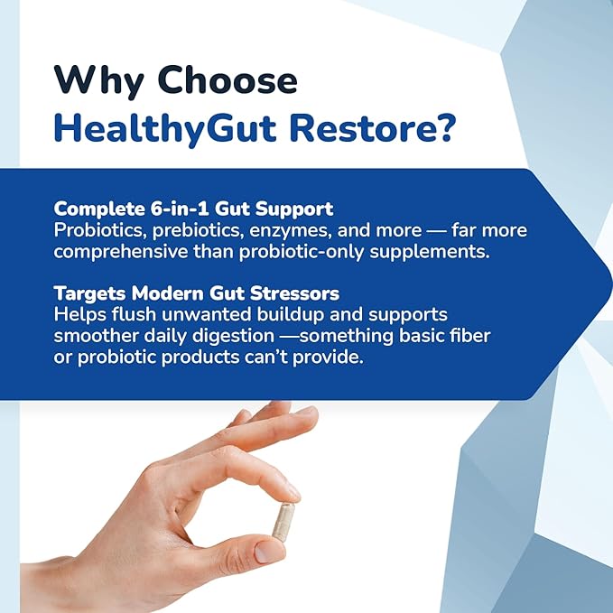 Healthy Gut Restore - Gut Health Supplements Prebiotic and Probiotics for Digestive Health Immune Support Bloating Relief Digestive Enzyme for Women &amp Men Made in USA - 60 Caps 2 Month Suppl