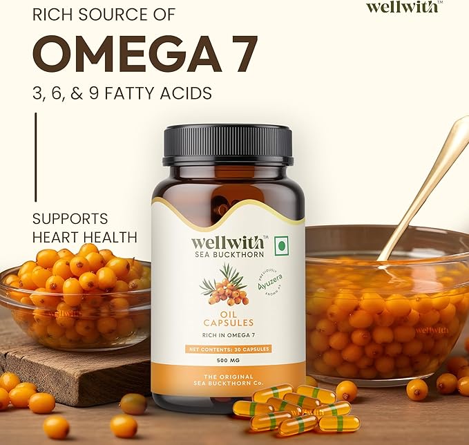 Himalayan Sea Buckthorn Berry Oil | 500mg 90 Softgels Vegan Capsules | Rich in Omega 3 6 7 &amp 9 (Pack of 3)