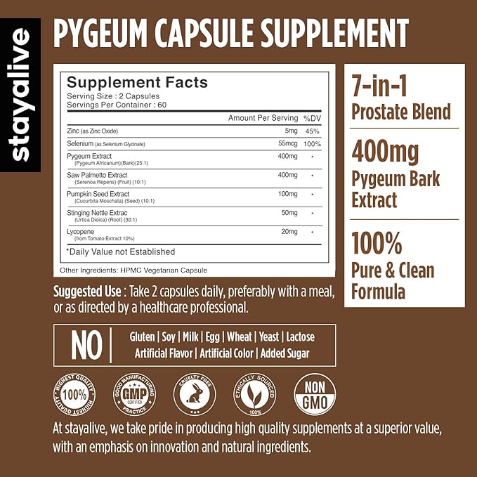 STAYALIVE Lycopene and Pygeum Bundle with Saw Palmetto Pumpkin Seed and Zinc 240 Vegan Pills Non-GMO &amp Gluten Free Men's Health Supplement