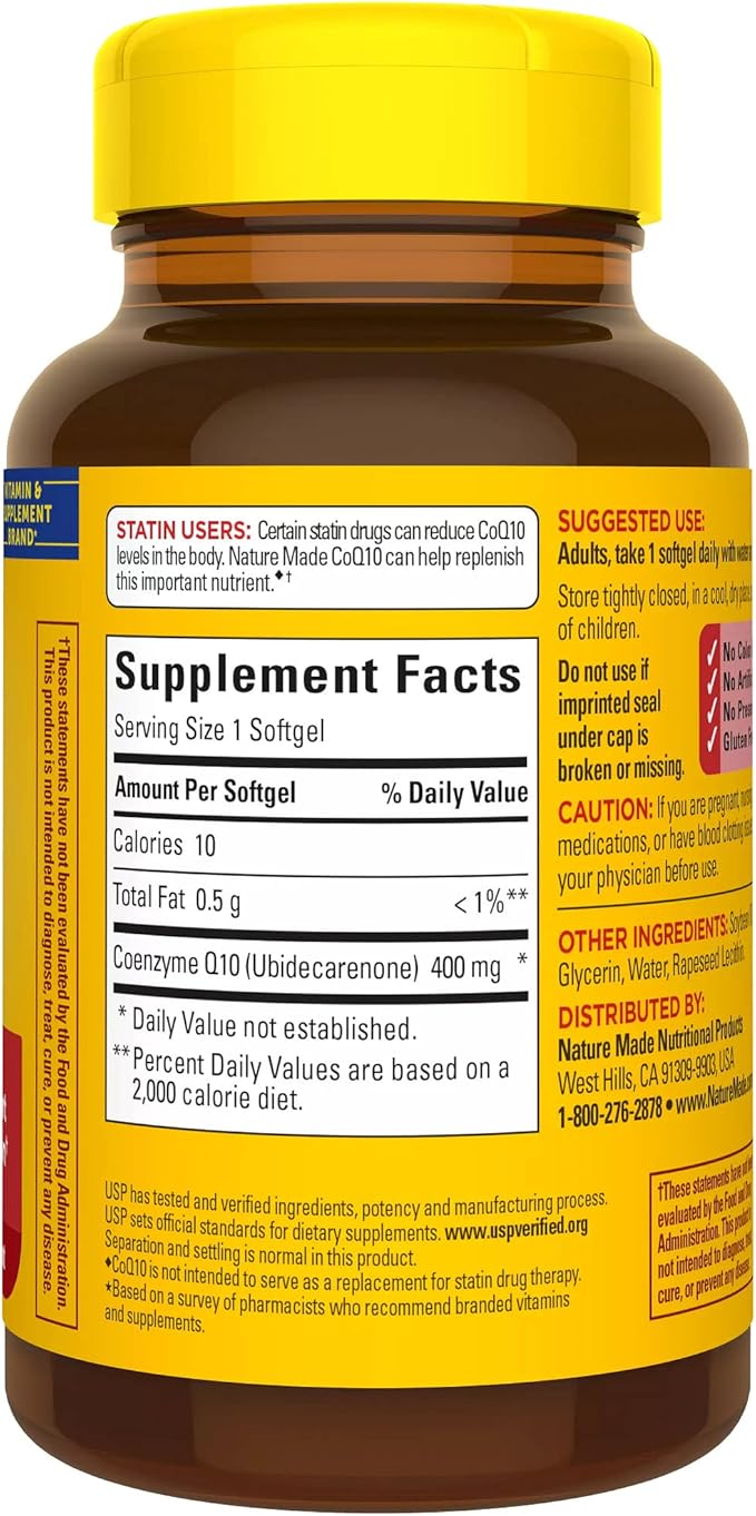 Nature Made CoQ10 400mg SoftgelsDietary Supplement for Heart Health Support40 Day Supply40 Count (Pack of 2)